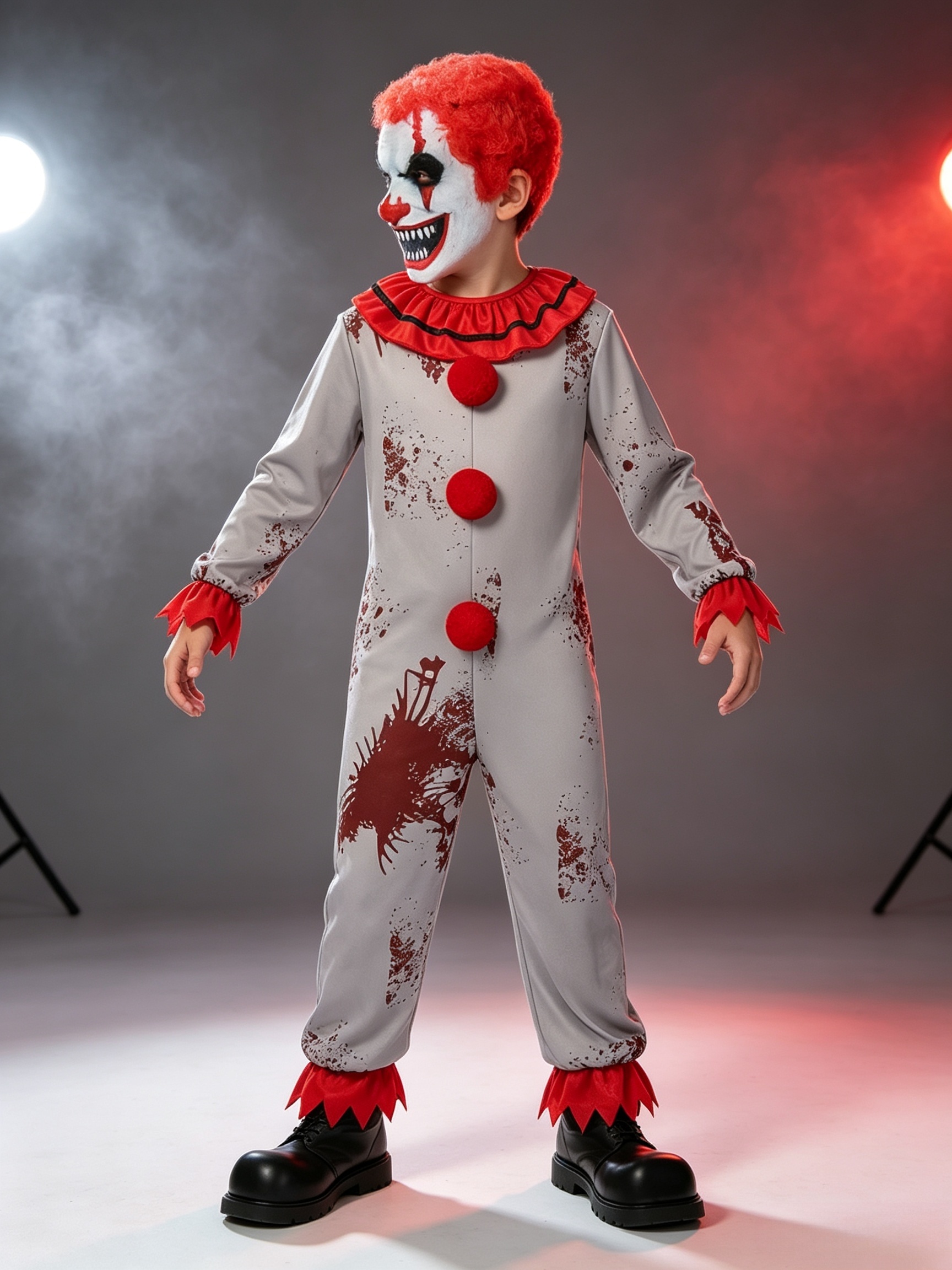 Halloween Clown Bodysuit with Mask, Fun Costume